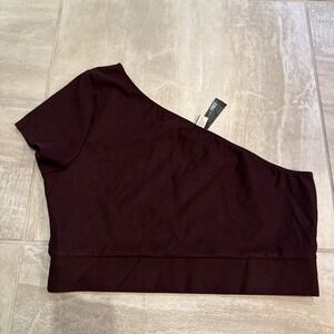Victoria's Secret One Shoulder Cropped Sport Top Size‎ Large Maroon Asymmetrical